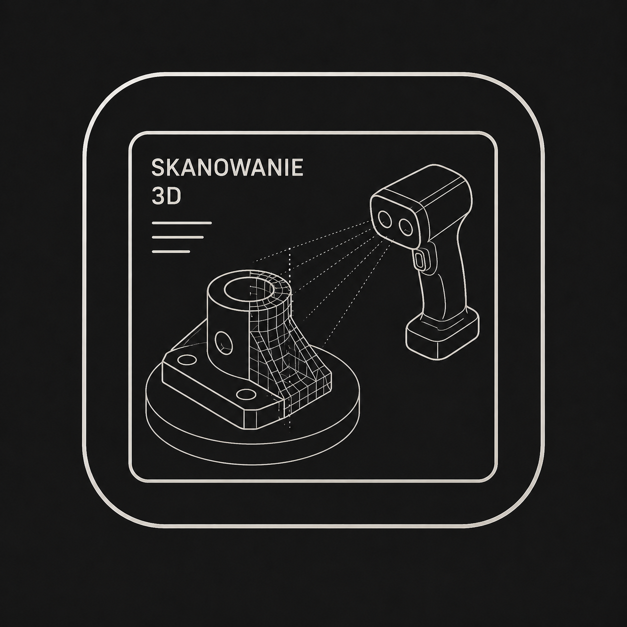 ikona skanowania 3d w grafikach technicznych
